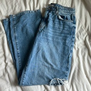 Straight Leg High Rise Blue Jeans